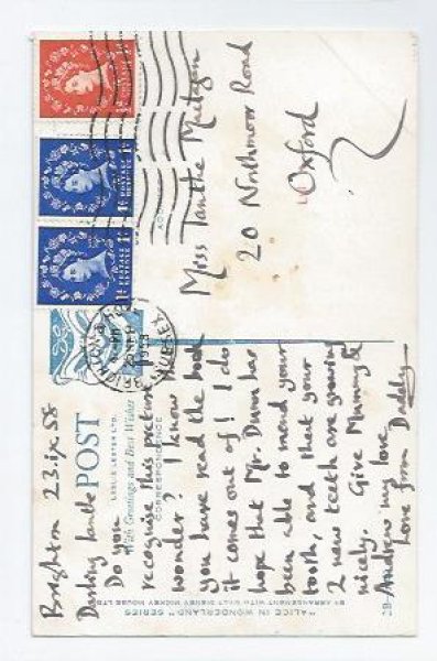 画像2: Postcard 童話 不思議の国のアリス キノコ 1958年  (2)
