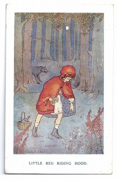 画像1: Postcard　童話　赤ずきんちゃんとオオカミ　Hilda Miller　1926年　 (1)