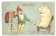 画像1: Postcard　写真を撮影するノーム妖精と豚さん　1912年 (1)