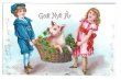 画像1: Postcard　New Year　子豚を運ぶ子どもたち　　 (1)