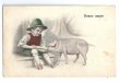 画像1: Postcard　子豚と少年　1913年　  (1)