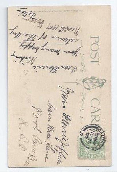 画像2: Postcard ライラックのお花と猫 キジトラ 1907年 Helena Maguire  (2)