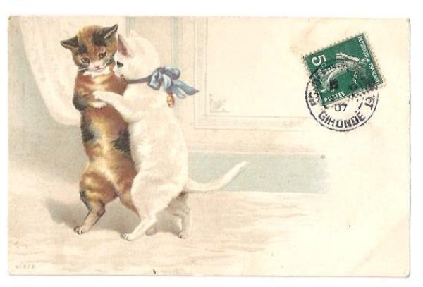 画像1: Postcard　ダンスをする猫たち　1907年　Helena Maguire　 (1)