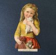画像1: Trade Card　ダイカット　子猫と女の子　 (1)