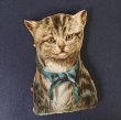 画像1: ダイカットクロモ　青のリボンの子猫　1900年頃　 (1)