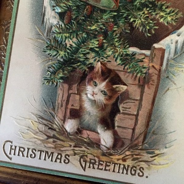 画像2: Postcard クリスマス 猫とベル 1910年  (2)