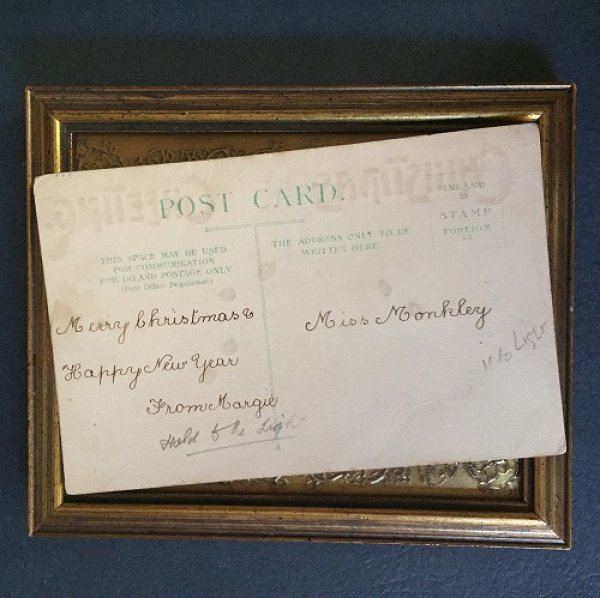 画像2: Postcard クリスマス 3匹の猫とスミレのお花 仕掛け 透かし  (2)