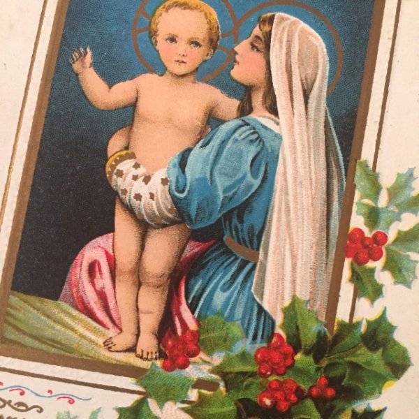 画像2: Postcard クリスマスカード  聖母子 1910年  (2)
