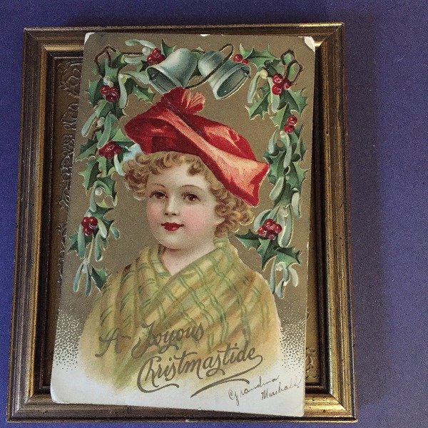 画像1: Postcard　クリスマス　赤い帽子の子　E.Clapsaddle   (1)