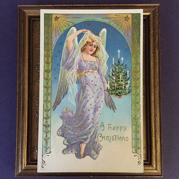 画像1: Postcard　クリスマス　ツリーを運ぶ天使　 1908年　  (1)