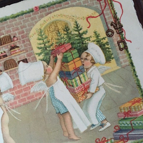 画像2: Postcard クリスマス準備大忙し!天使のパティシエさん P.Ebner 1926年  (2)