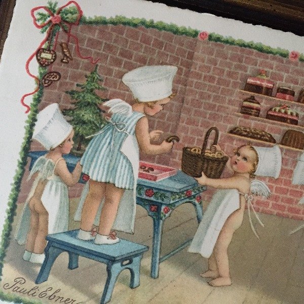 画像3: Postcard クリスマス準備大忙し!天使のパティシエさん P.Ebner 1926年  (3)