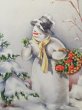 画像2: Postcard  キノコと四葉のバスケットを運ぶスノーマン　雪だるま　 (2)