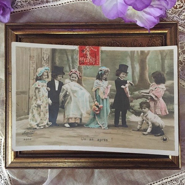 画像1: Postcard　小さなふたりの結婚式　赤ちゃん誕生！　フランス1908年　 (1)