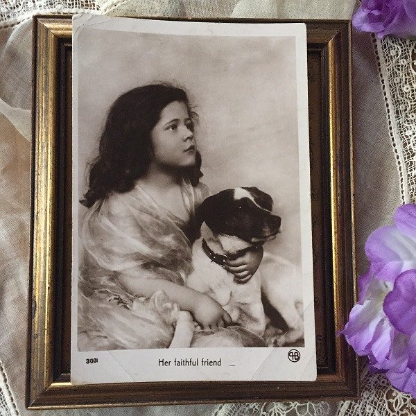 画像2: Postcard 犬と女の子  (2)