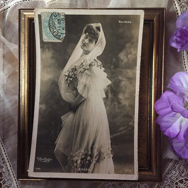 画像1: Postcard　ウェディングドレスの女性 BRESIL　結婚式　花嫁　フランス1905年　ルートランジェ　 (1)