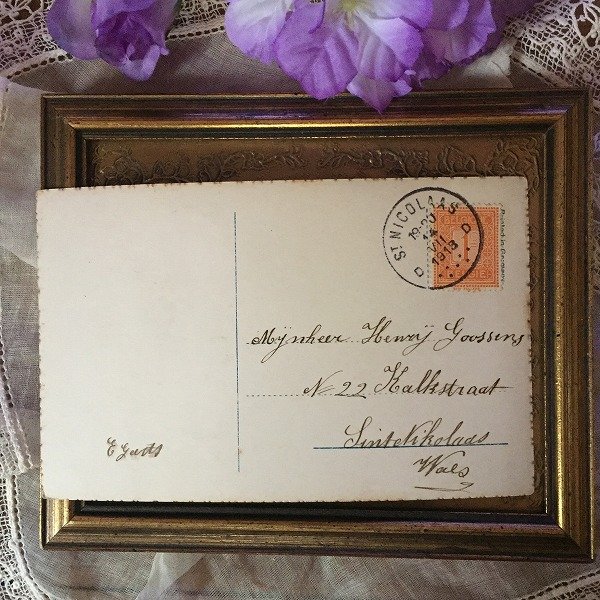 画像3: Postcard　薔薇の花束を持つ女性　1913年　 (3)