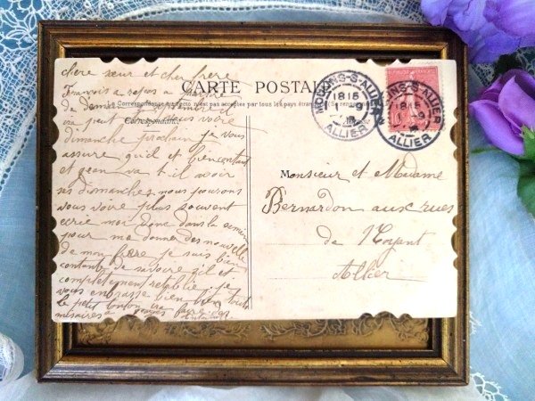 画像2: Postcard お花を運ぶツバメ フランス1910年代  (2)