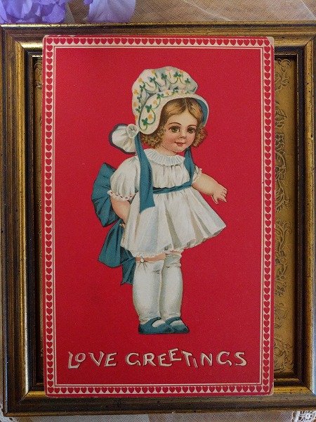 画像1: Postcard　バレンタイン　白いドレスの女の子　E.Clapsaddle ?　 (1)