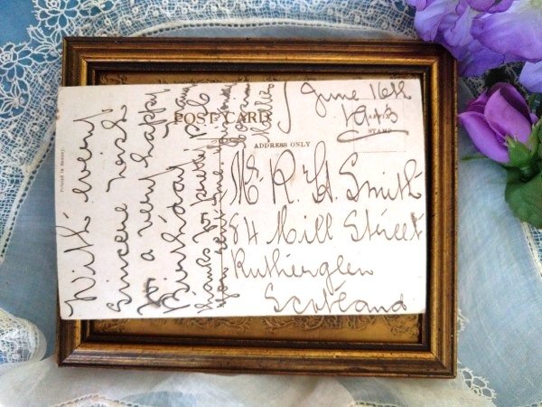 画像2: ▼SALE 500▼ Postcard 手紙を運ぶツバメと握手をする手とパンジーのお花  (2)