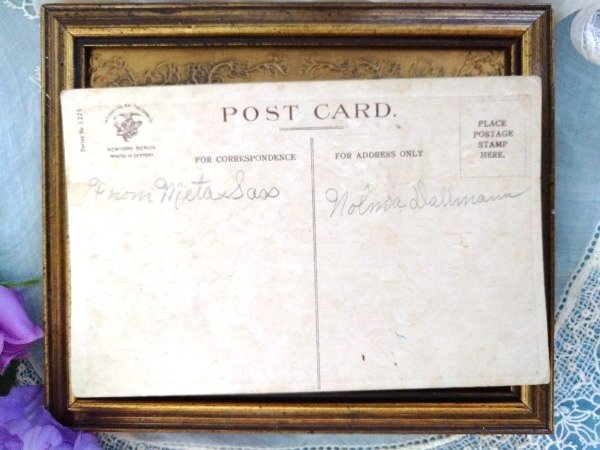 画像2: Postcard バレンタイン 忘れな草のお花とブランコに乗る天使 E.Clapsaddle   (2)