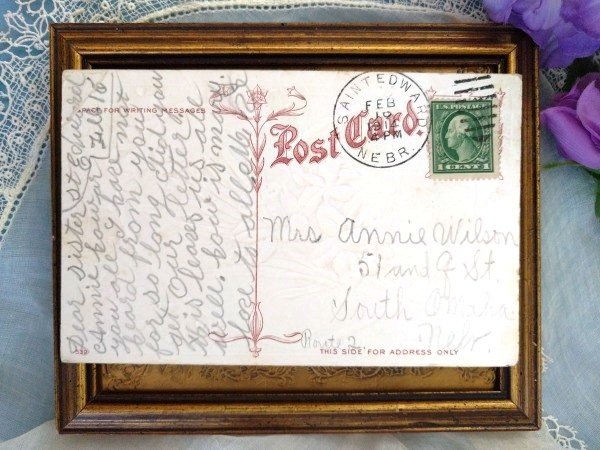 画像2: Postcard バレンタイン 水仙のお花 スイセン 1914年  (2)