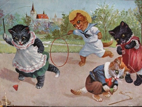 画像2: Postcard 公園で遊ぶ子猫たち 1911年 Arthur Thiele  (2)