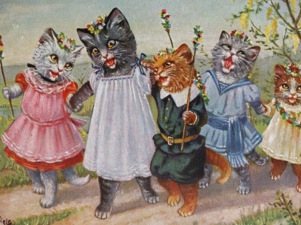 画像2: Postcard みんなでお洗濯をする猫たち 1911年 Arthur Thiele  (2)