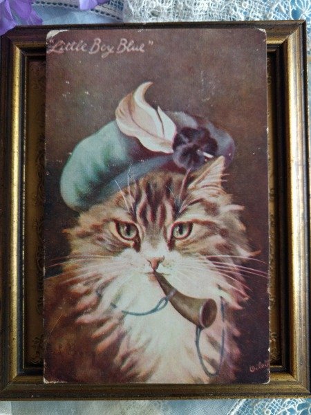 画像1: Postcard　角笛を吹く猫　マザーグース　G.L.Barnes 1908年　 (1)