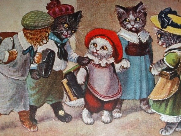 画像2: Postcard 学校へ行く子猫たち 未使用 Arthur Thiele  (2)