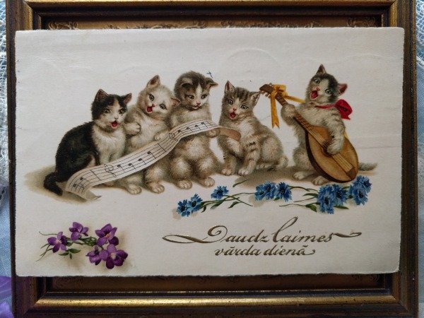 画像1: Postcard　リュートを弾く猫と歌う猫たち  Wally Fialkowska　1934年　 (1)