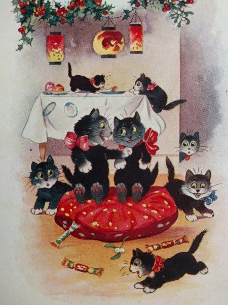 画像2: Postcard クリスマス 黒猫さんたちの楽しいパーティ  (2)