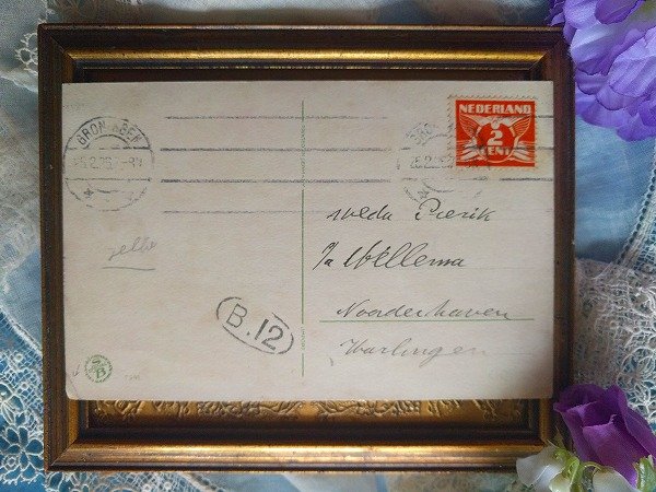 画像2: Postcard 手紙とお花を届けに来た猫さん オランダ1926年  (2)