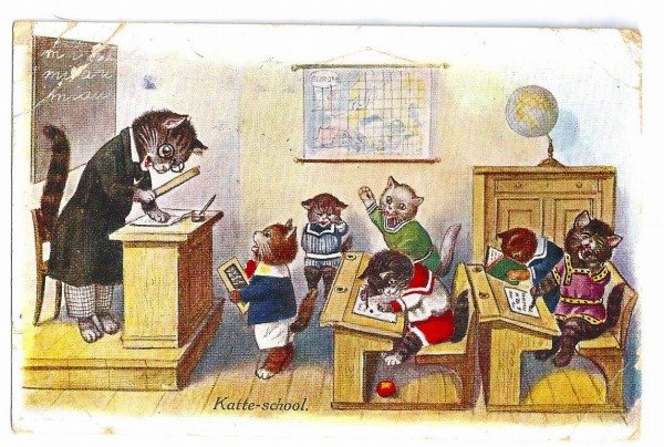 画像1: Postcard　子猫の学校　オランダ1930年　 (1)
