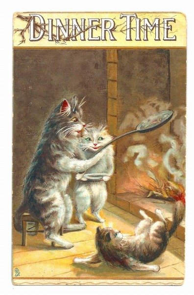 画像1: Postcard　夕食を料理する猫さん　ディナータイム　Maurice Boulanger　 (1)