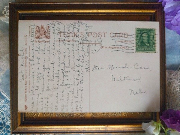 画像2: Postcard 恋する猫 花占い Maurice Boulanger 1909年  (2)