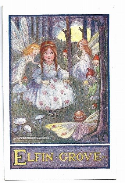 画像1: Postcard  女の子とキノコのの森の妖精　Flora White　 (1)