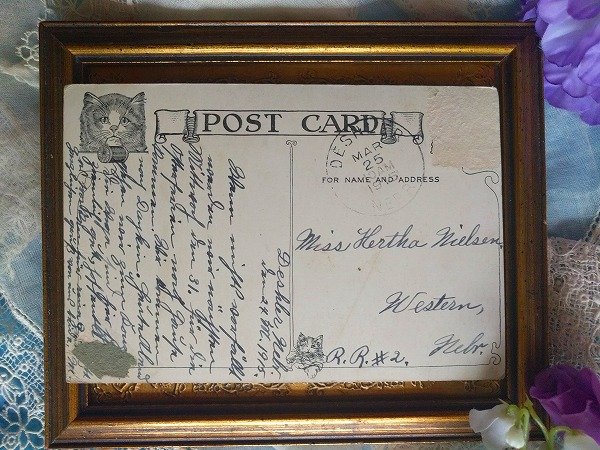 画像2: Postcard 糸と子猫たち Corticelli Silk Thread 広告 1915年  (2)