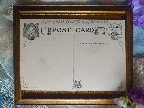 画像2: Postcard 糸と子猫たち Corticelli Silk Thread 広告 1910年代  (2)