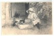 画像1: Postcard　子猫と遊ぶ女の子　フランス1912年　M.M.VIENNE　 (1)