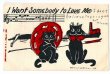 画像1: Postcard　黒猫さんの愛の歌　アメリカ1908年　 (1)