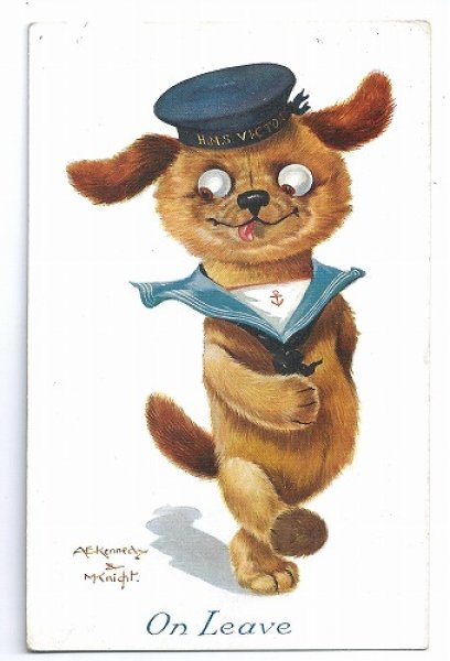 画像1: Postcard　水兵さんのタビー犬　セーラー服　EINCO Tubby Dog 1916年 (1)
