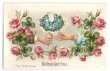 画像1: Postcard　忘れな草のお花を渡す手　薔薇　1909年 (1)