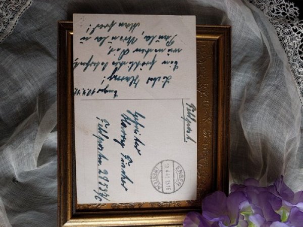 画像2: Postcard イースター 卵車でヒヨコを運ぶウサギさん 1941年 (2)