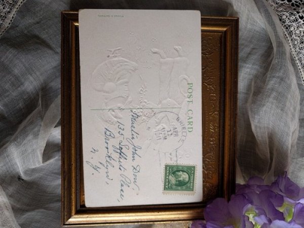 画像2: Postcard イースター ヒヨコさんに愛の告白をするウサギさん 1911年 (2)