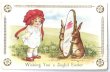 画像1: Postcard　イースター　鏡を持つウサギさんとおめかしをする女の子 1917年 (1)