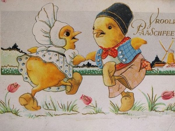 画像2: Postcard  イースター ダンスをするオランダのヒヨコ (2)