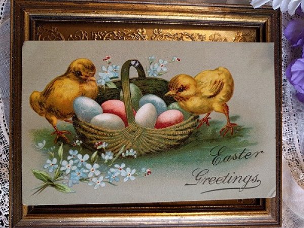 画像2: Postcard  イースター ヒヨコとイースターエッグ 1907年 (2)