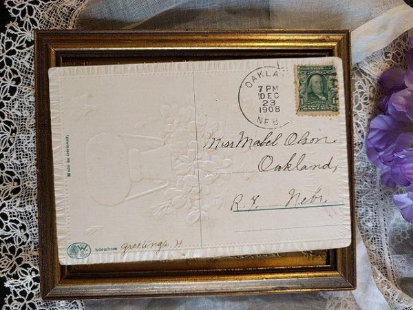 画像2: Postcard Xmas スミレのお花 1908年 (2)