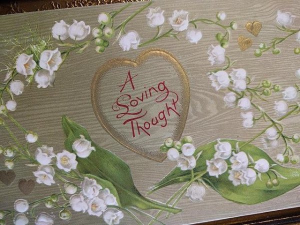 画像2: Postcard　 スズランのお花とハート　1908年 (2)